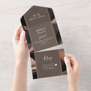Elegant Foil Brown Earthy Wedding   All In One Invitation