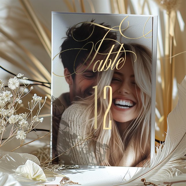 Elegant Foil Calligraphy Wedding Table Number (Creator Uploaded)