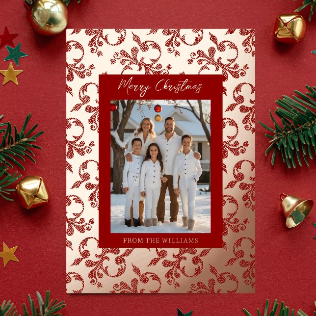 Elegant Foil Christmas Card Template Holiday Red (Creator Uploaded)