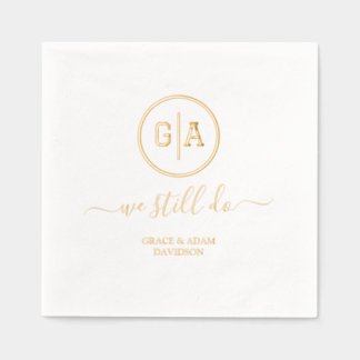 Elegant Foil Divider Monogram Wedding We Still Do Napkins
