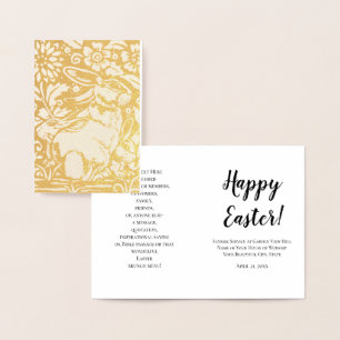 Elegant Foil Easter Rabbit Church Brunch Custom Card