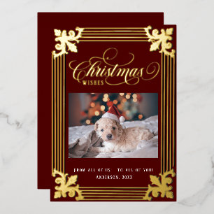 Elegant foil frame on burgundy photo script