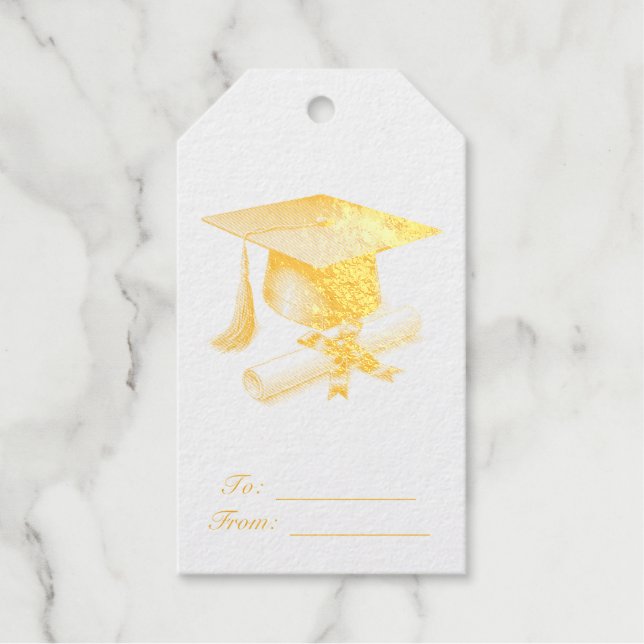 Elegant Foil Graduation Gift Tag (Front)