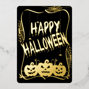 Elegant Foil Happy Halloween Jack O Lanterns