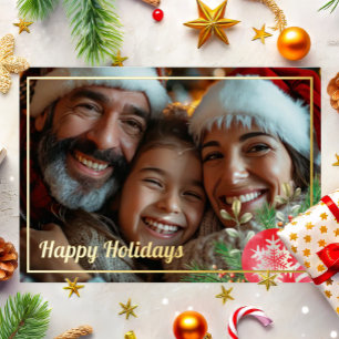 Elegant Foil Happy Holidays Christmas Family 