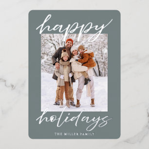 Elegant Foil Happy Holidays Photo Card Christmas