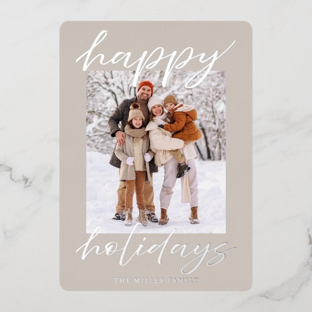 Elegant Foil Happy Holidays Photo Card Christmas  (Front)
