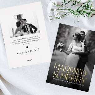 Elegant Foil Married and Merry Newlywed Photo