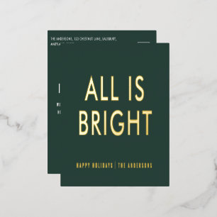 elegant foil no photo modern foil holiday postcard