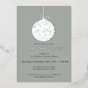 Elegant Foil Ornament Chrismas Party Invitation
