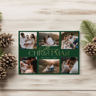 Elegant Foil-Pressed Christmas Card with Six-Photo