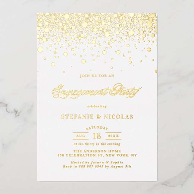 Elegant Foil Pressed Confetti Engagement Party (Front)