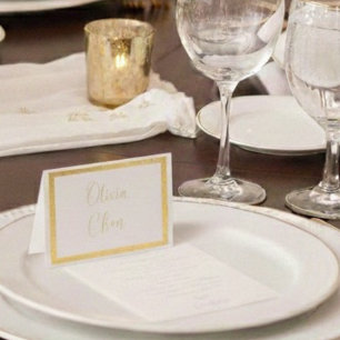 Elegant Foil Script Wedding Guest Name Seating Tag Card