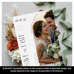 Elegant Foil Script Wedding Save The Date Holiday Postcard