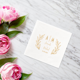 Elegant Foil Stamped Napkins with monograms.