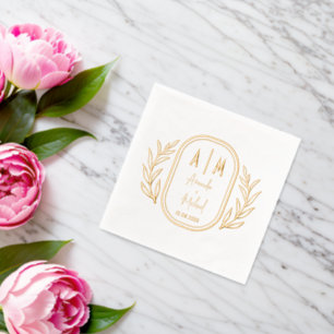 Elegant Foil Stamped Napkins with monograms.