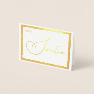 Elegant Foil Wedding Table Number Tent - SEVENTEEN