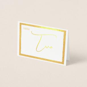 Elegant Foil Wedding Table Number Tent - TWO