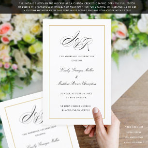 Elegant Folding Wedding Program Custom Monogram