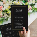 Elegant Folding Wedding Program Monogram Black<br><div class="desc">This program is an 8.5 x 11 page that requires you to fold it to assemble.  The gold border is editable in thickness,  size and color. Classic understated black custom color ink wedding program with a modern touch featuring the elegant script of your initials.</div>