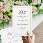 Elegant Folding Wedding Program Monogram Gold<br><div class="desc">This program is an 8.5 x 11 page that requires you to fold it to assemble.  The gold border is editable in thickness,  size and colour. Classic understated black and white wedding program with a modern touch featuring the elegant script of your initials.</div>