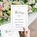 Elegant Folding Wedding Program Silver Border<br><div class="desc">This program is an 8.5 x 11 page that requires you to fold it to assemble.  The silver grey border is a solid matte colour. Classic understated black and white wedding program with a modern touch featuring the elegant script of the word "Wedding" on the outside "cover" and border.</div>