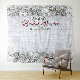 Elegant Foliage Bridal Shower Photo Booth Backdrop Tapestry