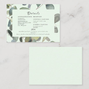 Elegant Foliage Cash Bar & Shuttle Mint Enclosure Card