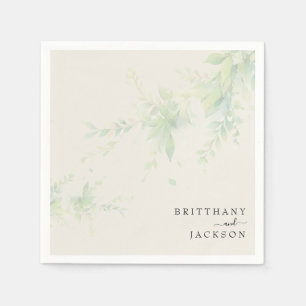 Elegant Foliage Cream Personalised Wedding Napkin