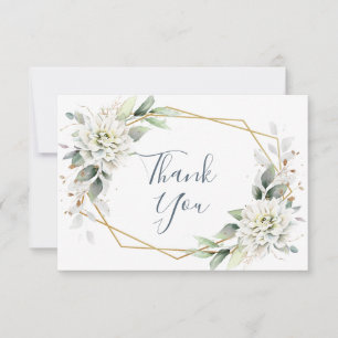 Elegant Foliage Dusty Blue Flowers Thank You Card