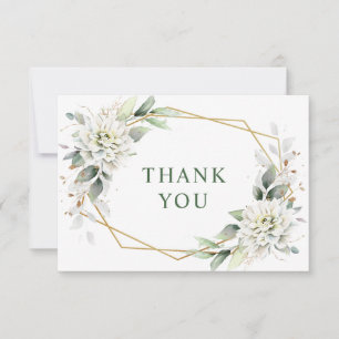 Elegant Foliage Dusty Blue Flowers Thank You Card