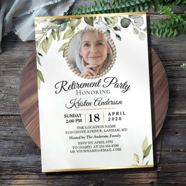 Elegant Foliage Eucalyptus Retirement Party Invitation (Creator Uploaded)