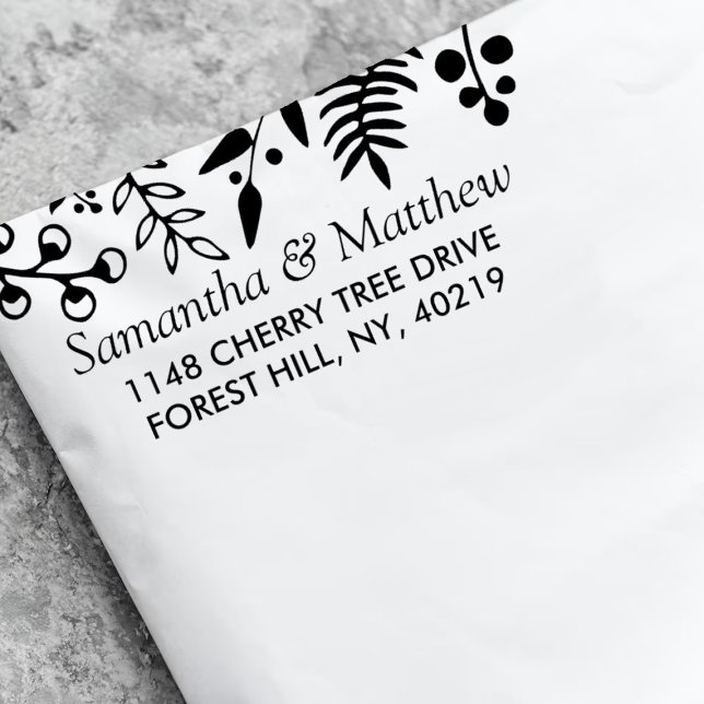 Elegant Foliage Floral Wedding Self-inking Stamp (Creator Uploaded)