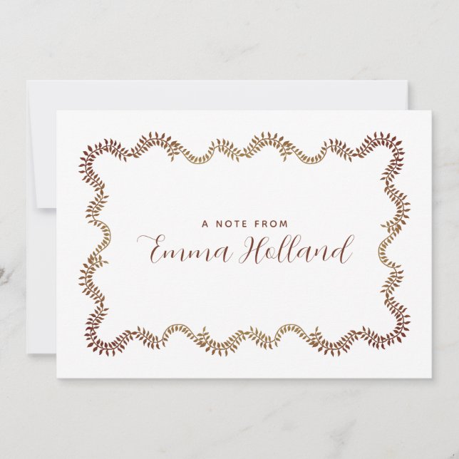 Elegant Foliage Frame Botanical Personalised Announcement (Front)