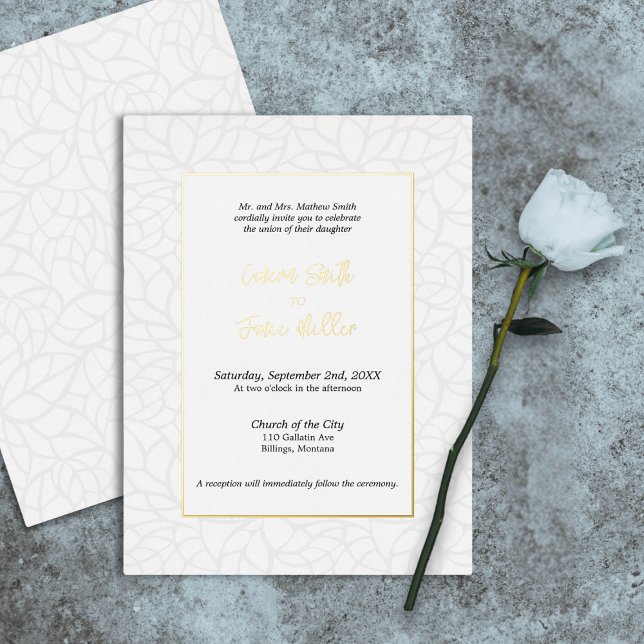 Elegant Foliage & Gold Accents Wedding Invitation  (Elegant Foliage & Gold Accents Wedding Invitation)