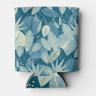 Elegant Foliage: Grey-Blue Tropical Pattern. Can Cooler
