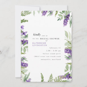 Elegant Foliage & Lavender Bridal Shower Rounded Invitation
