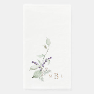 Elegant Foliage Lavender Gold Monogram Wedding Napkin
