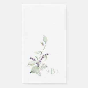 Elegant Foliage Lavender Mint Monogram Wedding Napkin