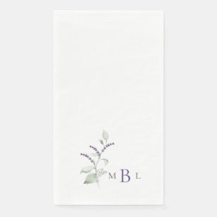 Elegant Foliage Lavender Monogram Wedding Napkin