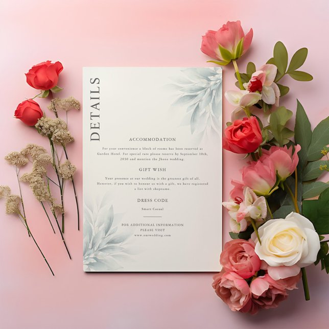 Elegant Foliage Modern Details Enclosure Card (Creator Uploaded)