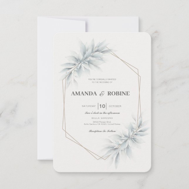 Elegant Foliage Modern Wedding Invitation (Front)