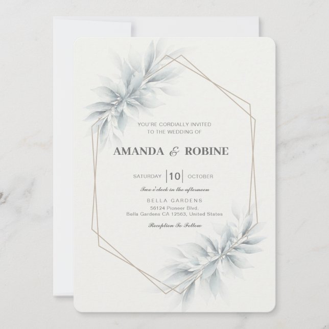 Elegant Foliage Modern Wedding Invitation (Front)