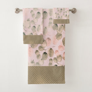 Elegant Foliage Watercolor Bath Towel Set