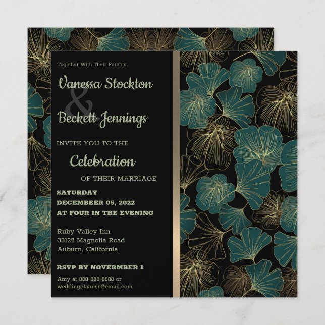 Elegant Foliage Wedding Invitation (Front/Back)
