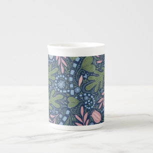 Elegant Folk Art Floral Pattern Vintage Botanical Bone China Mug