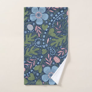 Elegant Folk Art Floral Pattern Vintage Botanical Hand Towel
