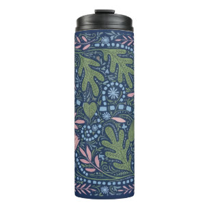Elegant Folk Art Floral Pattern Vintage Botanical Thermal Tumbler