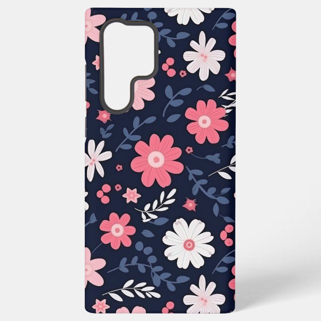Elegant Folk Art Flower Samsung Galaxy S22 Ultra Case (Back)