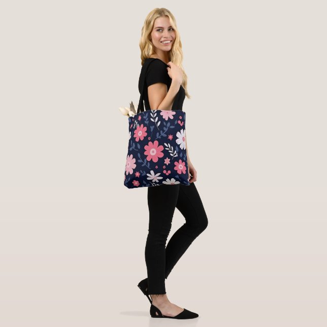 Elegant Folk Art Flower Tote Bag (On Model)